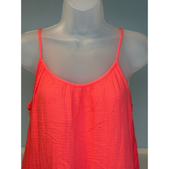 XS Gauze Tiered Mini Dress Universal Thread Bright Coral Adjustable Straps - Picture 3 of 8